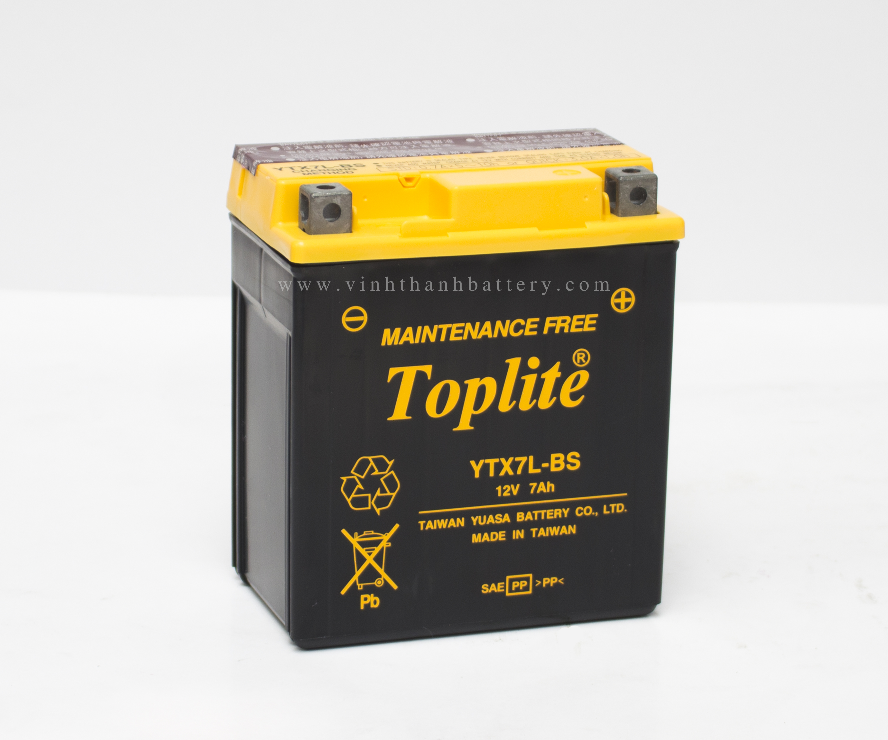 Ắc quy Toplite xe máy YTX7L-BS (12V - 7AH)