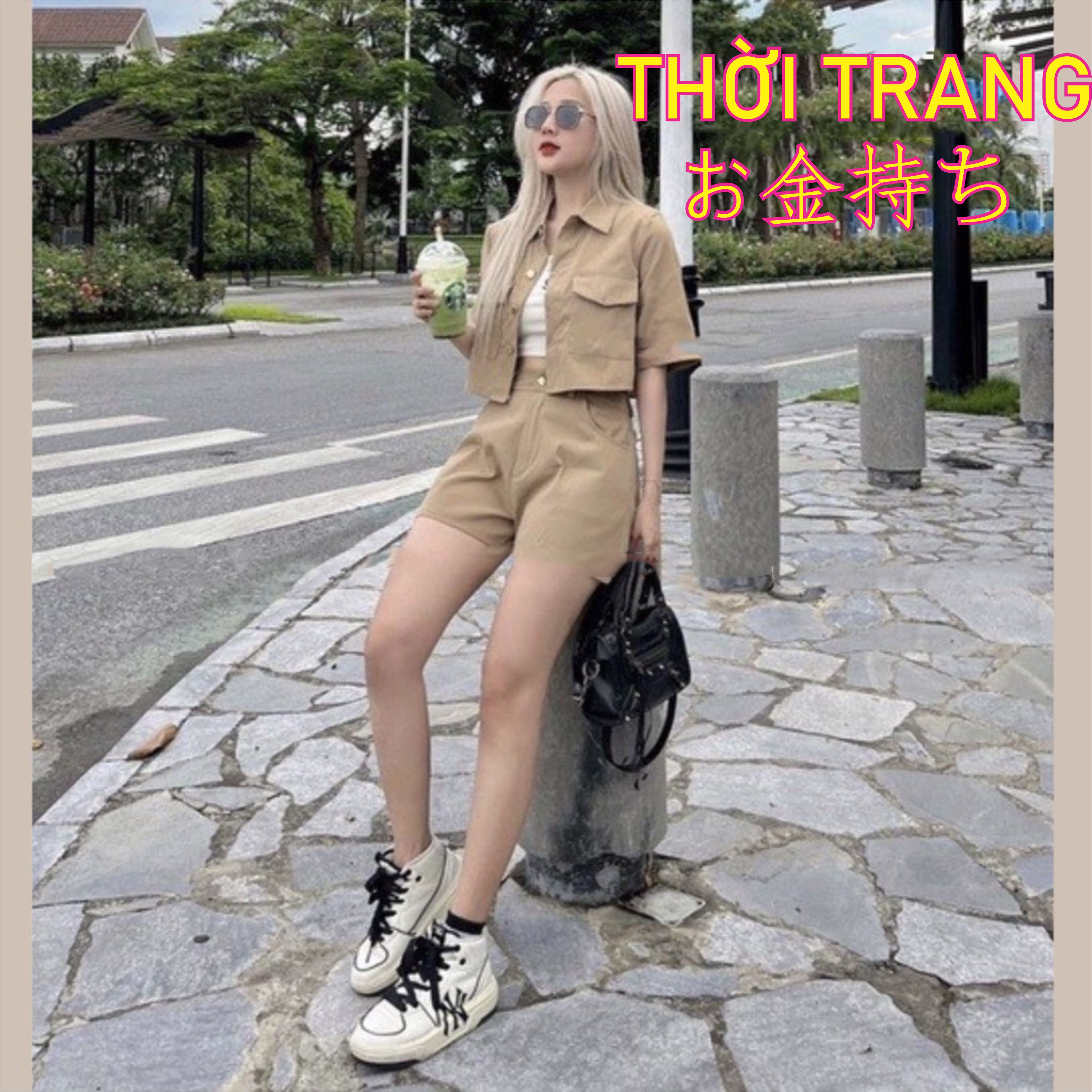 Set bộ 3 chi tiết cực xinh dành cho nữ set áo và quần short tặng kèm áo sát nách 182