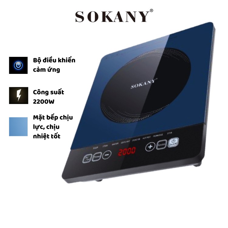 Bếp điện từ CẢM ỨNG SOKANY SK-07048 công suất 2200W, bếp từ đơn đa năng với 8 chế độ nấu - HÀNG CHÍNH HÃNG - DELIYA
