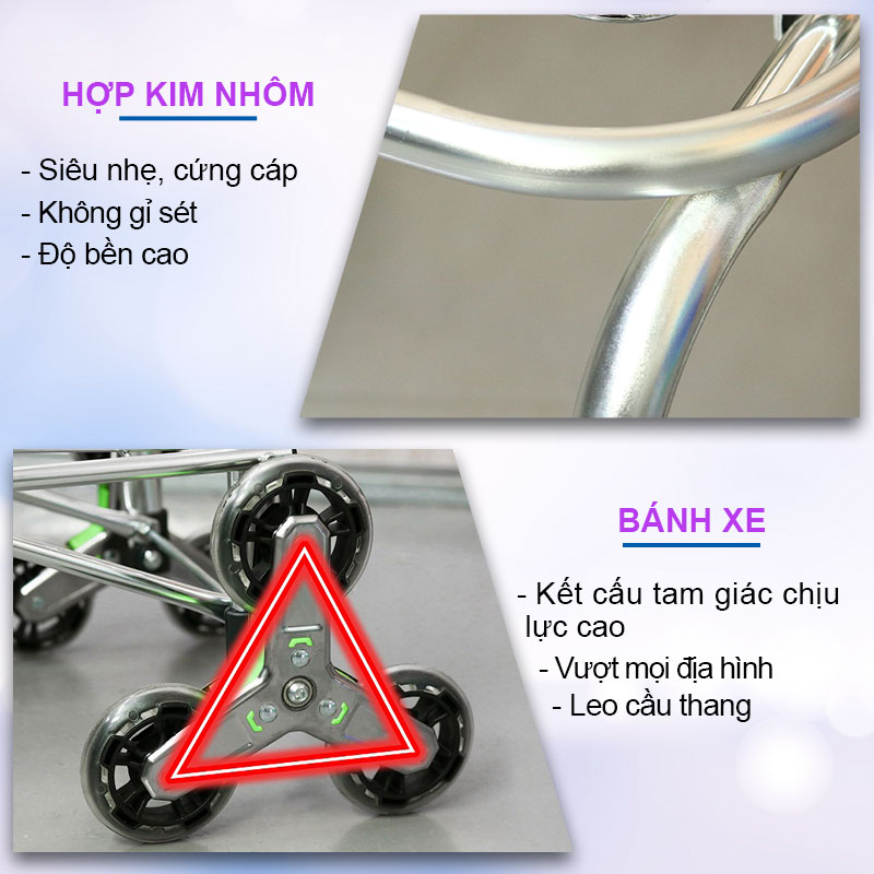 XE KÉO ĐI CHỢ HỢP KIM NHÔM SIÊU NHẸ, SIÊU BỀN NIKITA