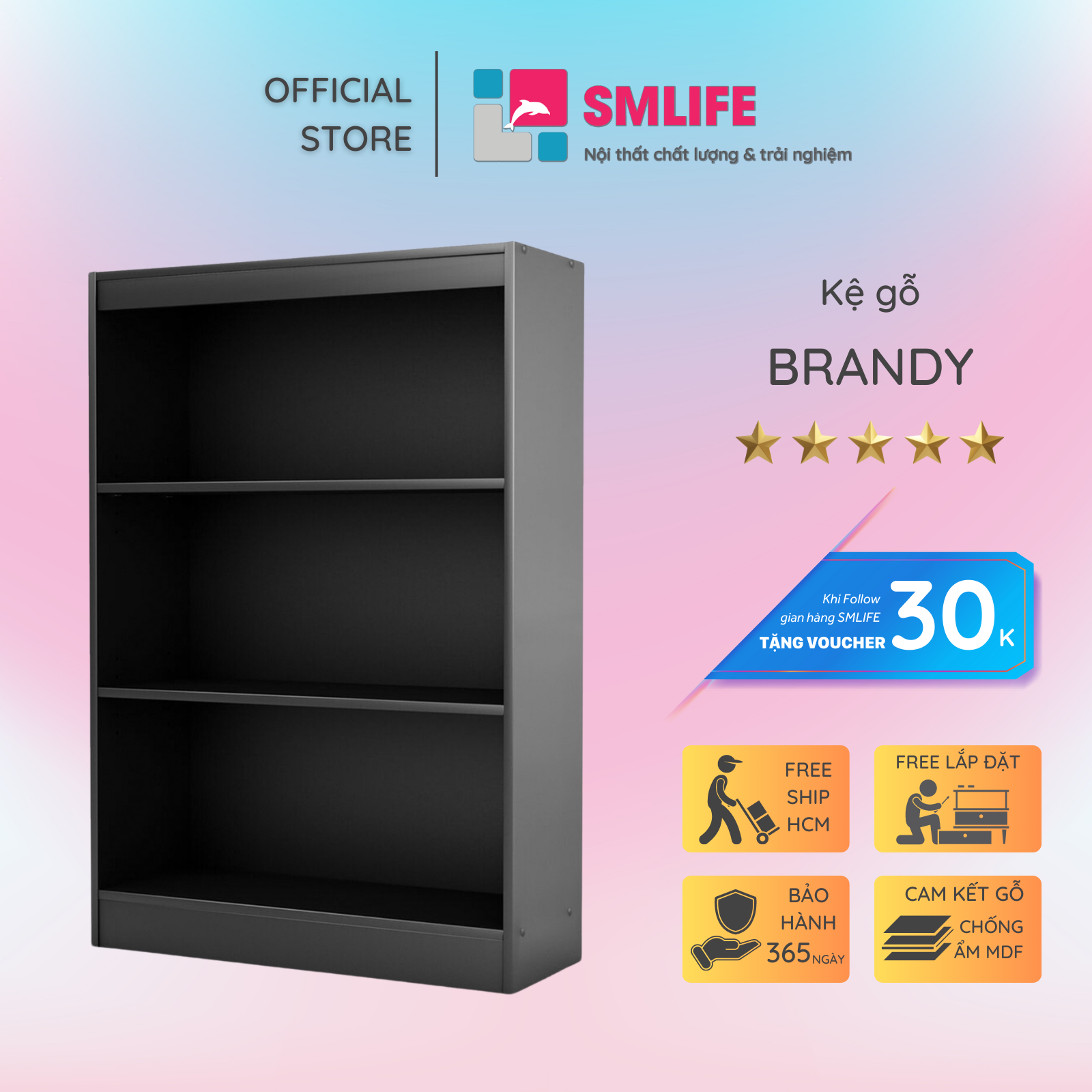 Kệ gỗ để đồ SMLIFE Brandy