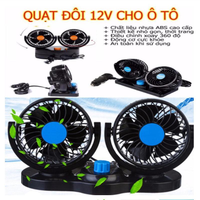 Quạt mini 12v dùng cho xe ô tô, xe hơi có thể xoay 360