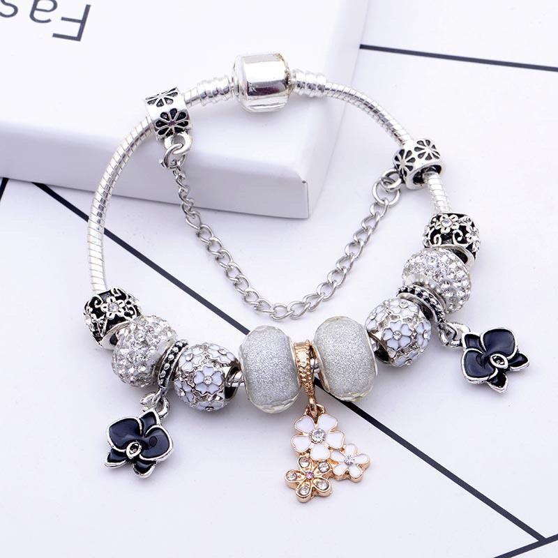 Vòng tay nữ charm, lắc tay nữ charm tinh tế, thanh lịch- Vòng tay bạc nữ 925, lắc tay nữ bạc Ý
