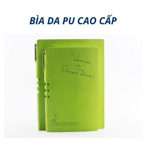 Sổ tay bìa da mềm A6 ghi chép tiện lợi có kèm bút A40877