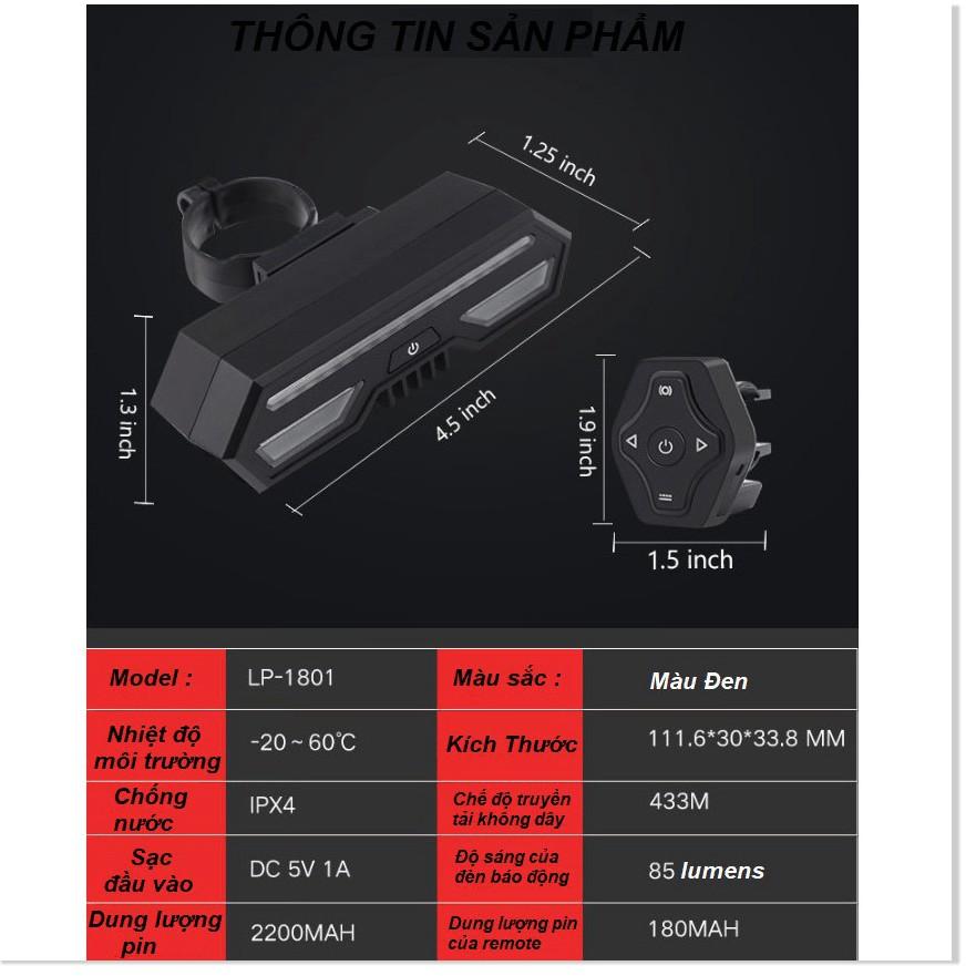 Đèn sau xi nhan xe đạp LP-1801 có điều khiển không dây, dung lượng pin 2200mAh, chống nước khi đi mưa