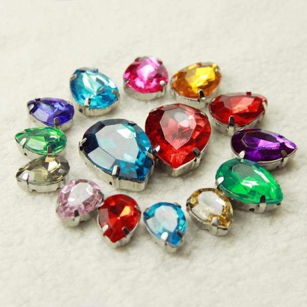 100 PCS 10*14 Mm Hình Bầu Dục Waterdrop Acrylic Ren Nút Phối Màu Cho Đồ Thủ Công