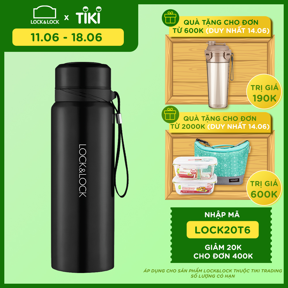 Bình Giữ Nhiệt Bằng Thép Không Gỉ Lock&amp;amp;Lock Vacuum Bottle LHC6180BLK (800ML) - Màu