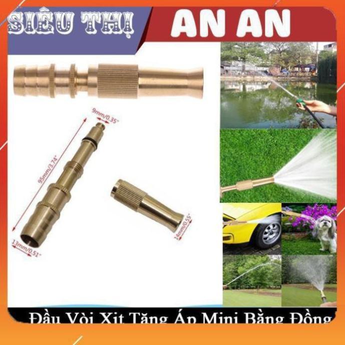 Đầu vòi xịt tăng áp mini Đầu vòi tăng áp đa năng bằng đồng tưới cây rửa xe cực mạnh 206587 tặng đai