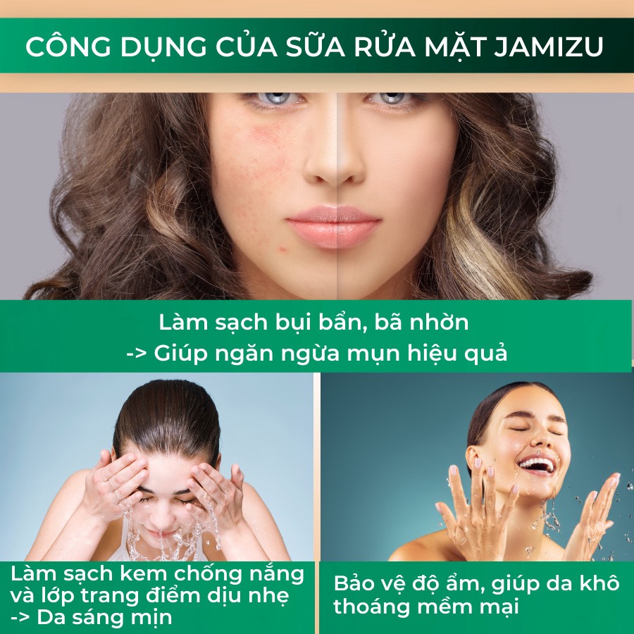 Sửa Rửa Mặt Thảo Mộc Không Bọt Jamizu 150ml Sạch Da, Ngăn Ngừa Mụn Hiệu Quả