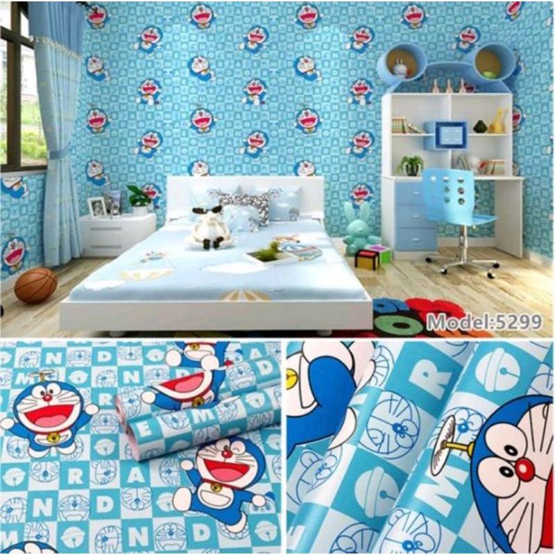 10 m giấy dán tường đoremon mây trời có sẵn keo