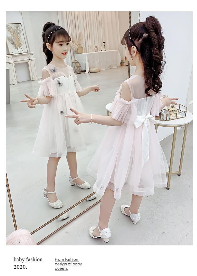 CHENGRUI Cô gái ăn mặc mùa hè váy trẻ em lưới váy công chúa đỏ váy cô gái nhỏ phong cách phương Tây fluffy lụa váy nàng tiên