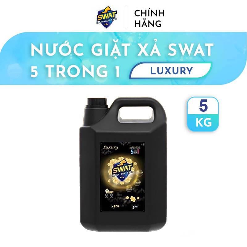 Nước Giặt Xả Swat 5 In 1 Hương Luxury Siêu Thơm Can 5kg Siêu Tiết Kiệm Giúp Diệt Khuẩn Lưu Hương Lâu