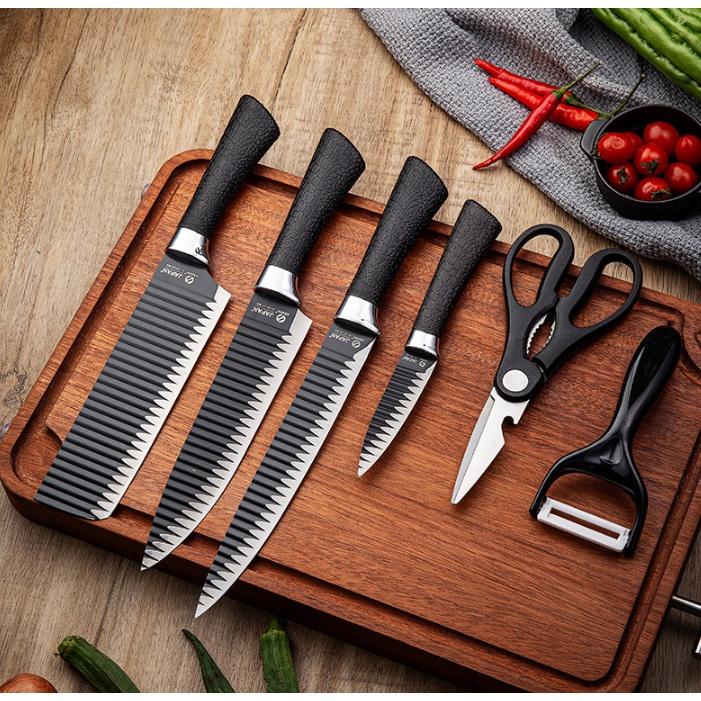 Bộ Dao Nhật Bản Japan Askh 6 Món Chống Dính Cao Cấp - 6 món dao nhật inox - Bộ dao inox - dao chặt xương
