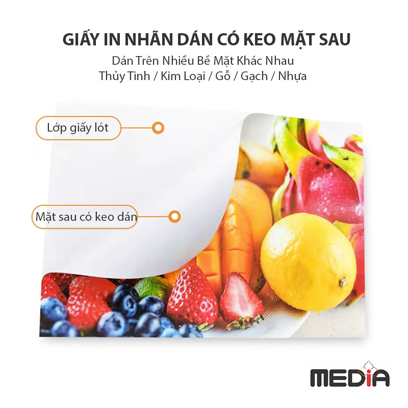 Giấy In Nhãn Dán (Decal) Media 1 Mặt Bóng A4 135gsm 50 Tờ - Hàng chính hãng