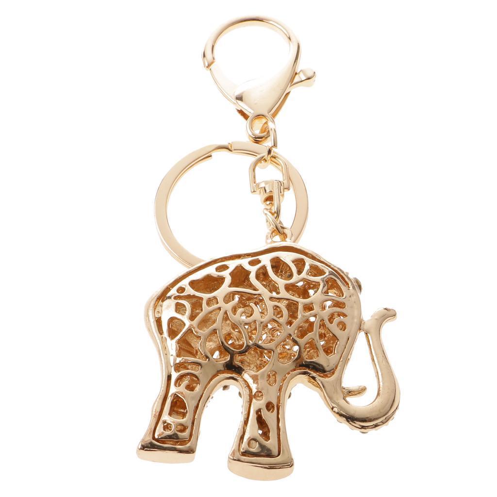 Elephant Keychain Crystal Keyring Key Ring Chain Purse Bag Charm Pendant Keyfob