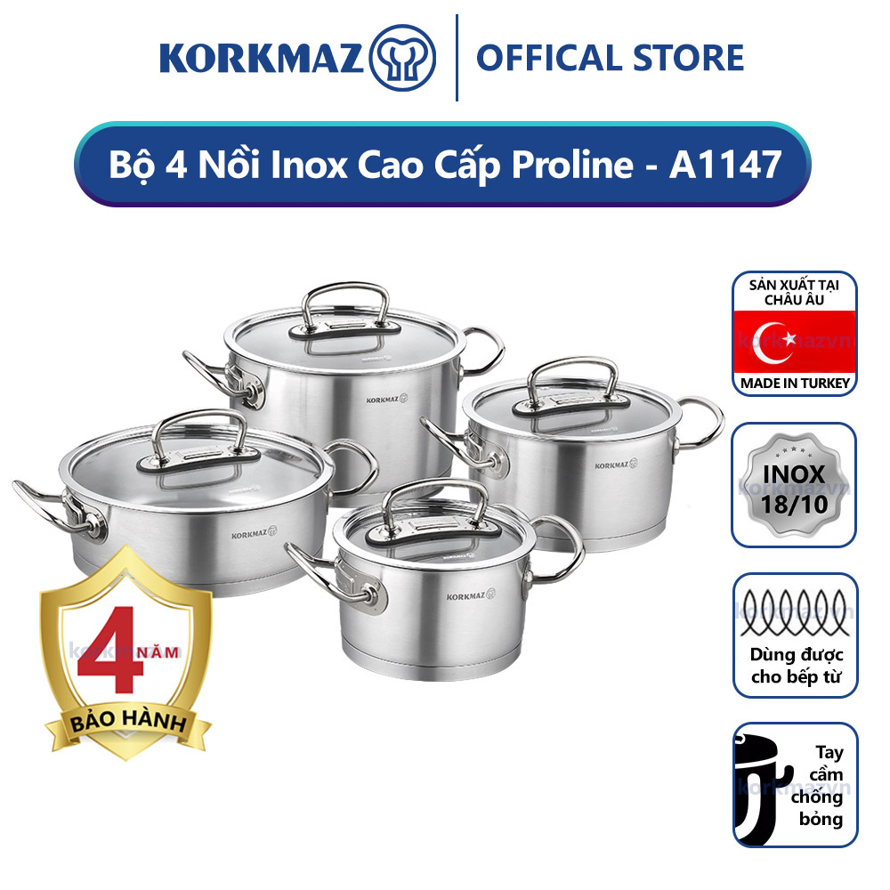 Bộ 4 nồi inox 18/10 Korkmaz Proline