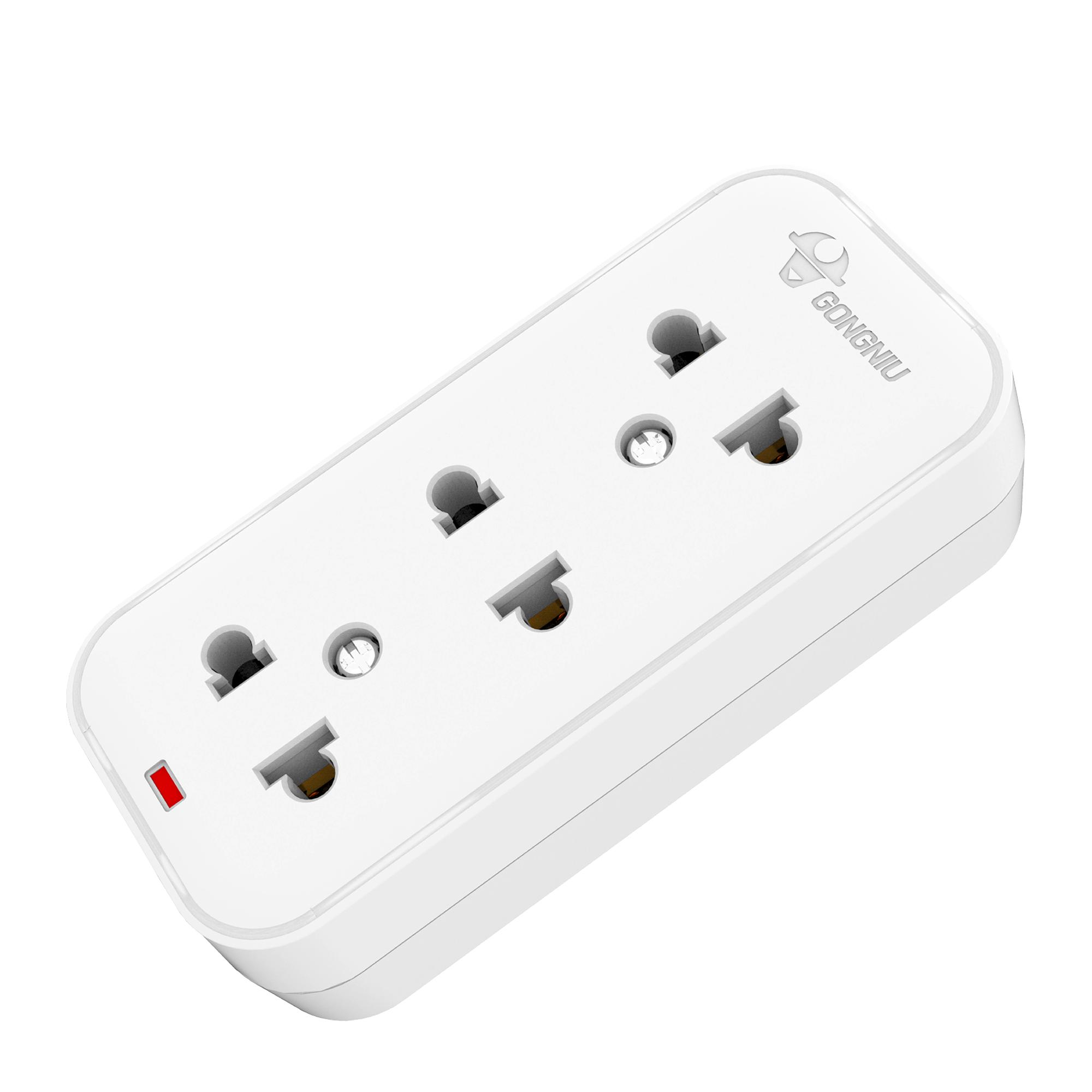 Ổ Cắm Điện Mini Gongniu 3 Ổ Không Kèm Dây – Công Suất 10A/250/2500W – Trắng – Chính Hãng