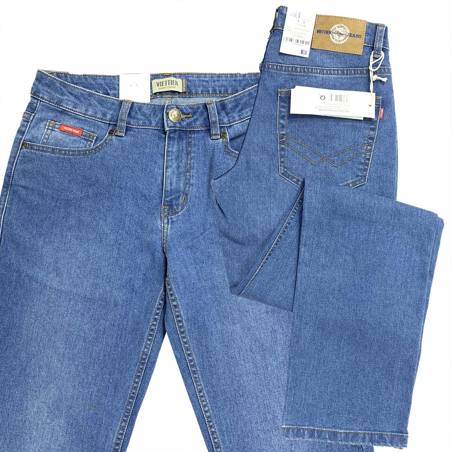 Viettien - Quần Jeans nam 6R7105 - 7106 gồm 2 phom dáng - regular may rộng - regular fit may vừa