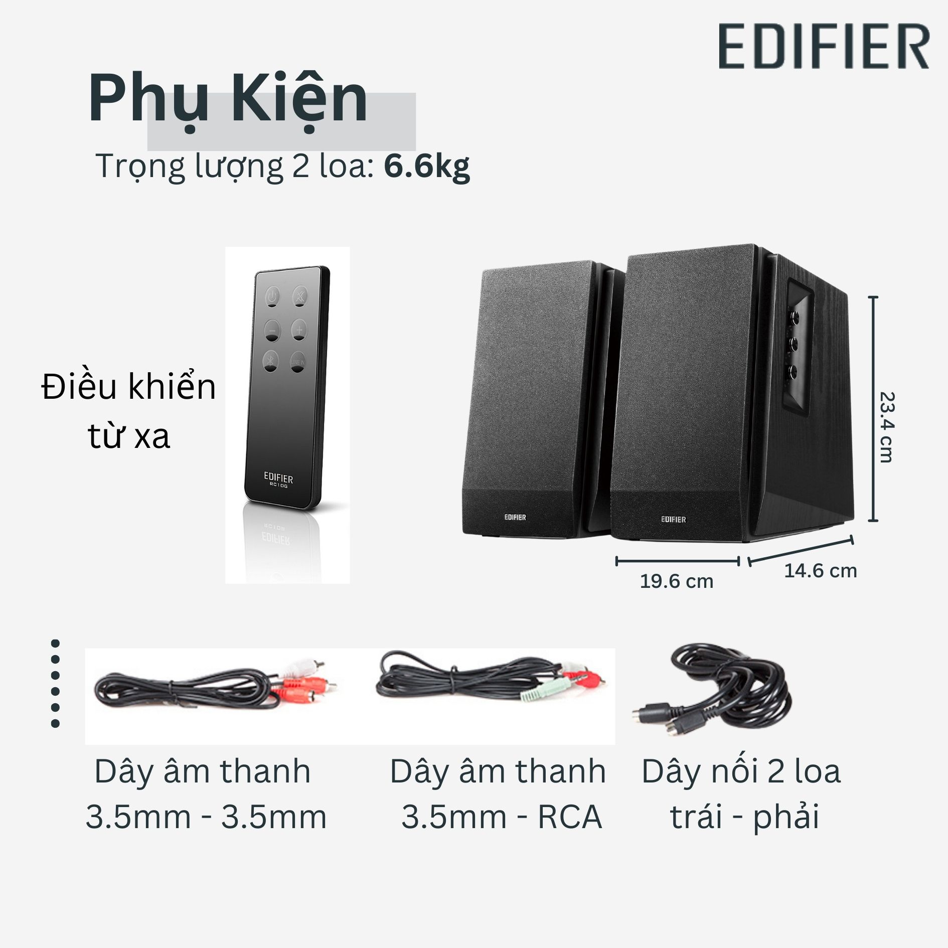 Loa Edifier R1700BT Bluetooth 5.1 | Kết nối máy tính để bàn qua RCA | Công suất 66W | Điều khiển từ xa | Âm thanh cao cấp - Hàng chính hãng