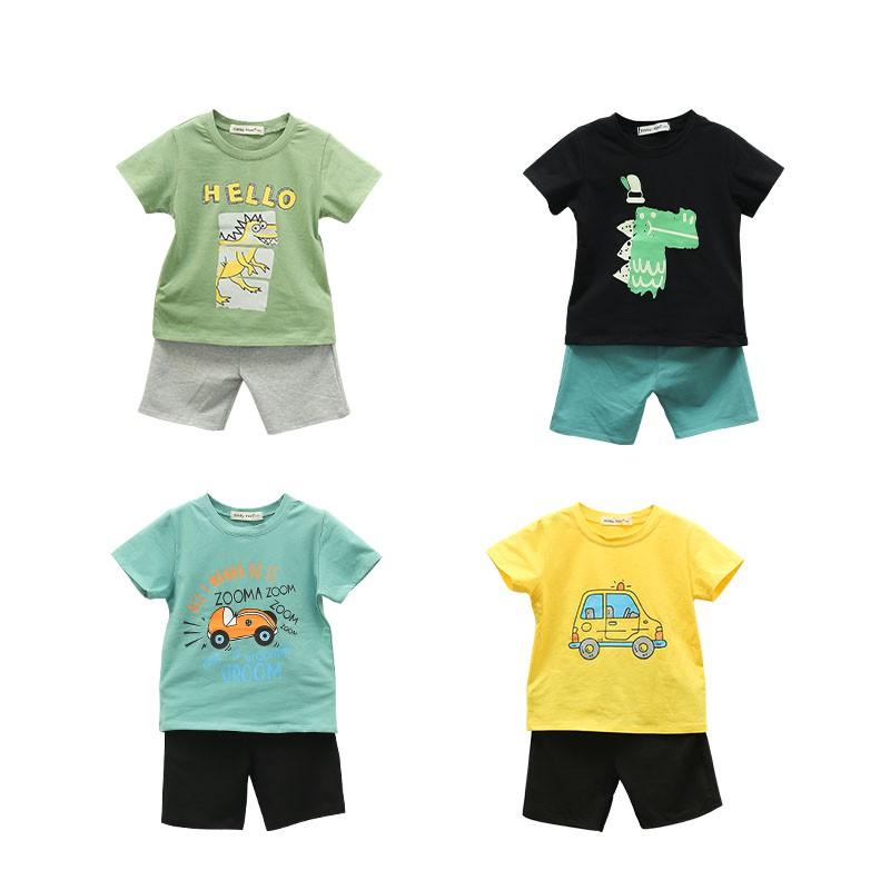 Bộ Cộc Tay Cho Bé Áo Thun Quần Đùi BabyloveGo In Hình Chất Liệu Cotton Sợi Thoáng Mát Co Giãn Cho Trẻ Từ 8-18kg