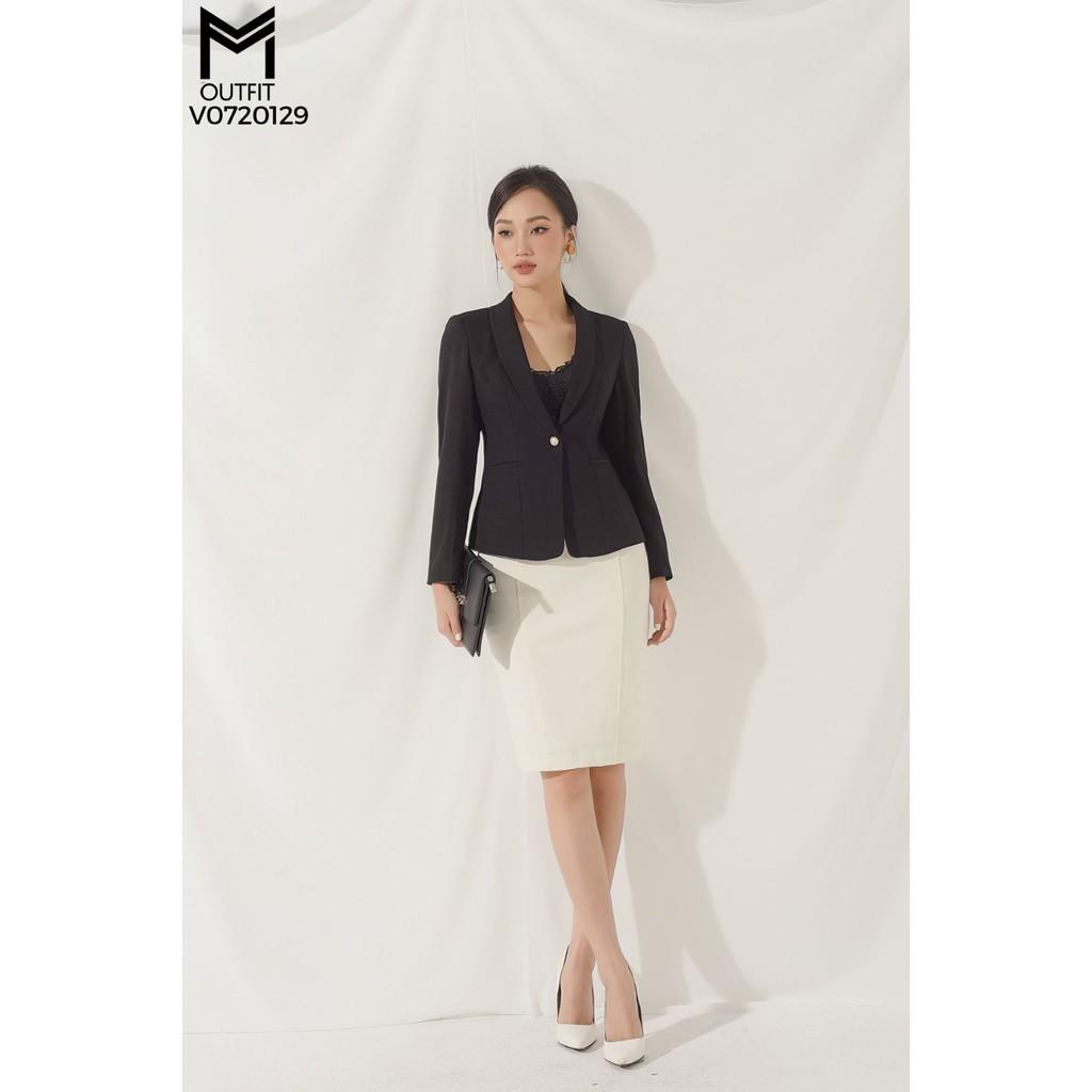 Vest cổ bẻ tay dài một cúc ngọc MMoutfit V0720129
