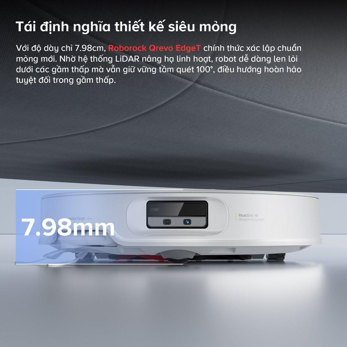 Robot Hút Bụi Lau Nhà Roborock QRevo EdgeT Lực Hút 18.500 Pa - Hàng Chính Hãng