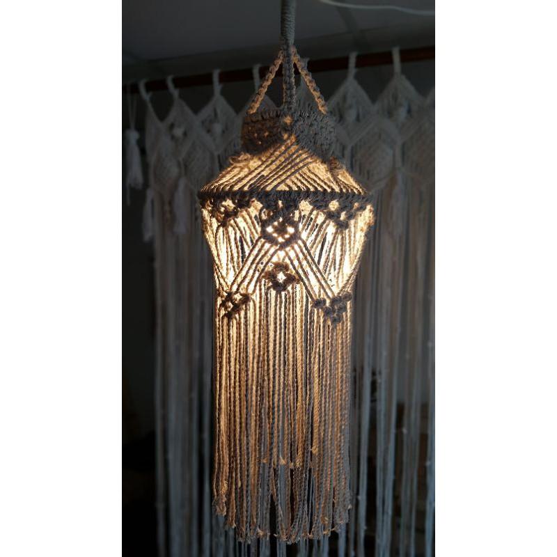 Chụp đèn macrame trang trí nhà cửa phong cách vintage cổ điển