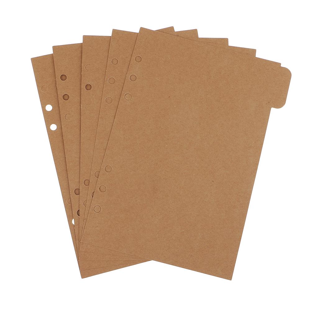 5 Piece A5 Kraft Tabbed Paper Planner Notebook Divider Index Page