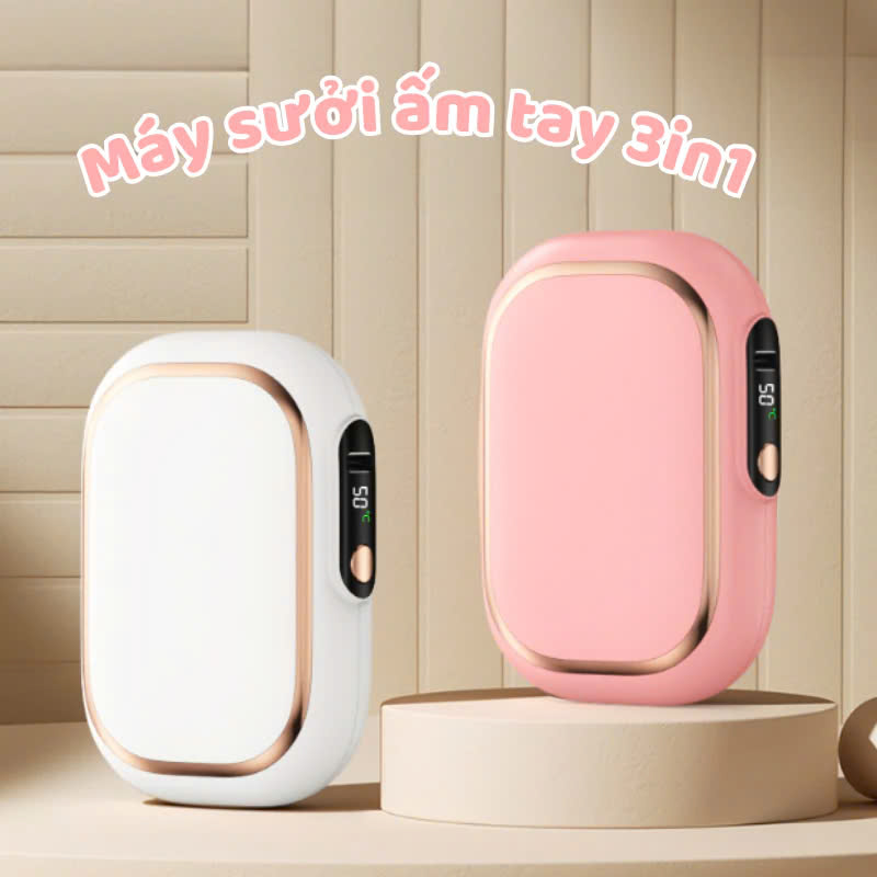 Máy Sưởi Ấm Mini Cầm Tay Kết Hợp Sạc Hiển Thị Đèn LED 3 Mức Nhiệt Và % Pin Văn Phòng Du Lịch Dã Ngoại Phượt - Hàng Nhập Khẩu