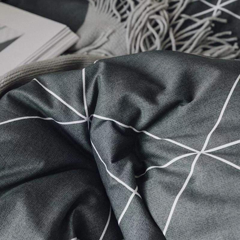Bộ Chăn Ga Gối Cotton Poly Nhập Khẩu- Kẻ Ô Vuông