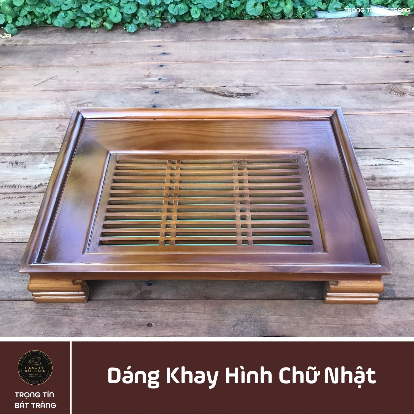 KT 70 Khay Trà Gỗ Thông Cao Cấp Hình Chữ Nhật  Kích Thước 43*32*7