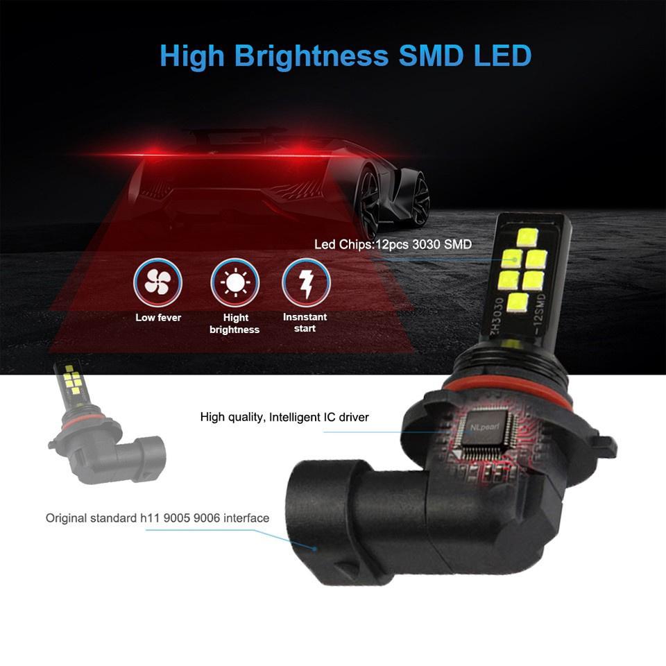 2 Bóng Đèn Led H1 H3 H4 H7 H11 H8 3030smd 9005 9006 Dc12V Ánh Sáng Trắng Cho Xe Hơi