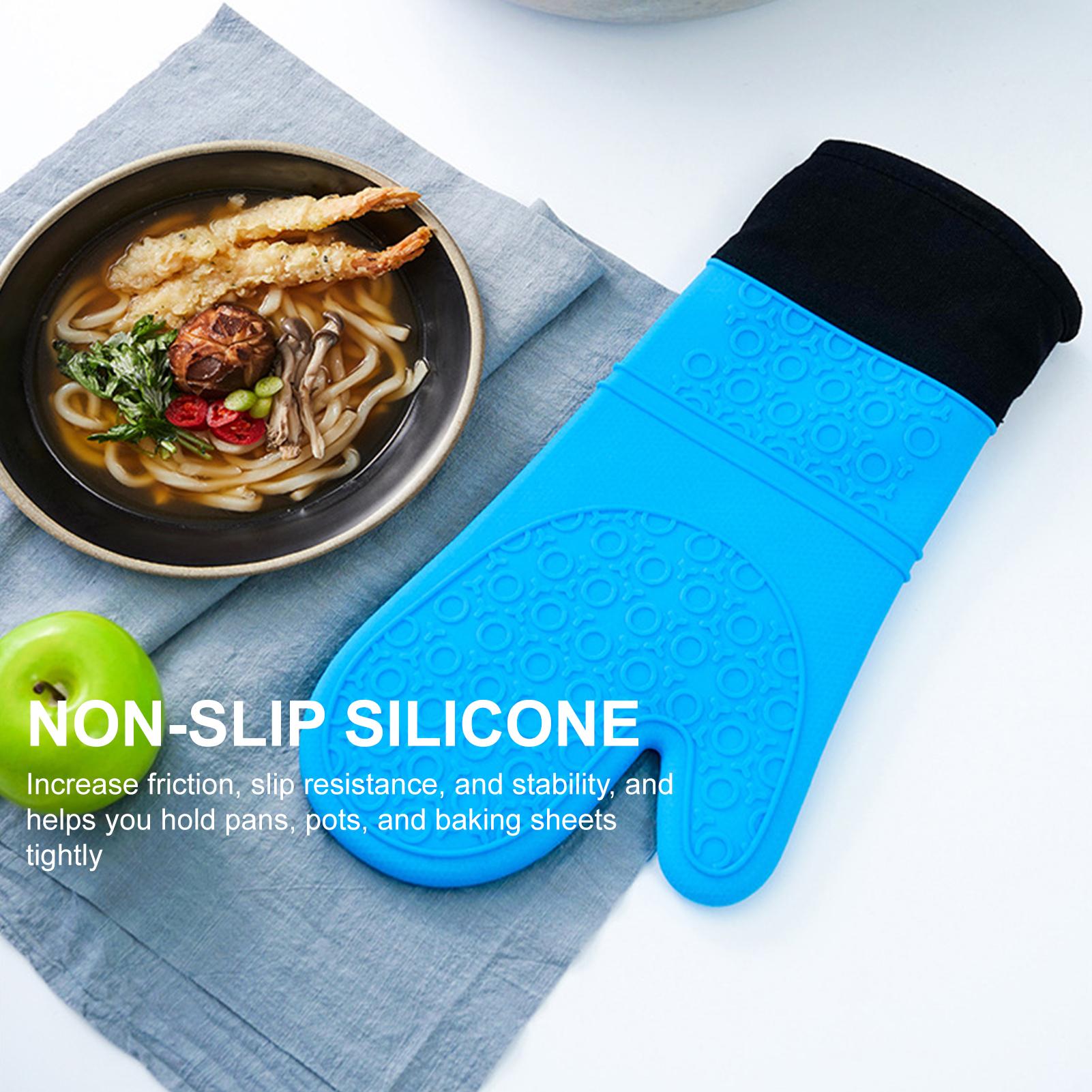 Găng tay cách nhiệt, chống trượt có lớp lông bên trong mang khi tiếp xúc với lò vi sóng, lò nướng