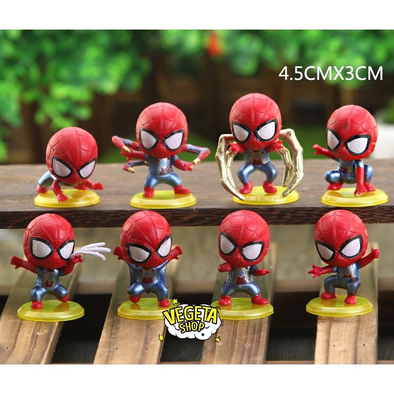 Mô hình Spider Man - Avengers - Marvel - DC - Trọn bộ 8 mô hình tư thế Spider Man - Người Nhện - Kích thước 3 x 4.5cm