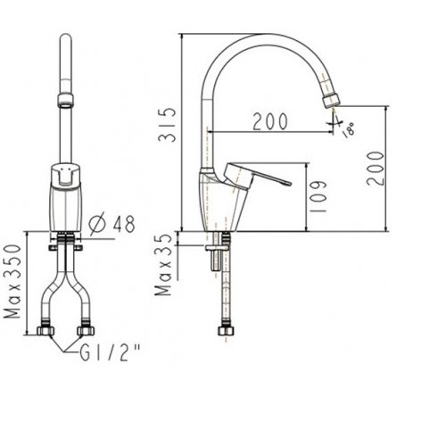 Vòi bếp nóng lạnh cổ cao gắn chậu  American Standard - Neo modern WF-5624 (FFAS5624)