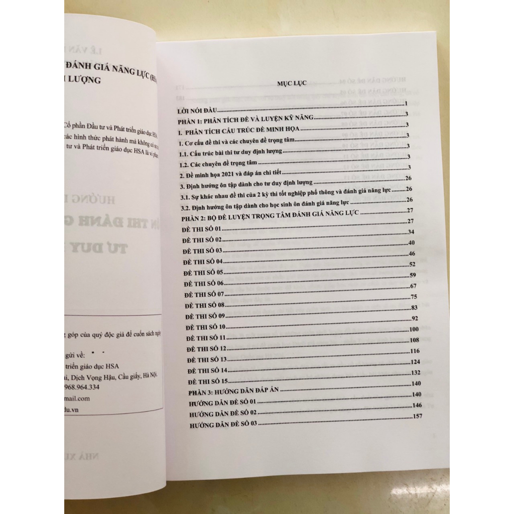 Sách - Hướng dẫn luyện đề ôn thi Đánh giá năng lực HSA - Tư duy định lượng