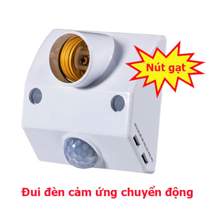 Đuôi Đèn Cảm Ứng Hồng Ngoại Chuyển Động , Đui Đèn E27 Cảm Biến Chuyển Động Hồng Ngoại