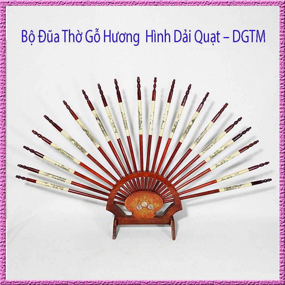 Bộ Đũa Thờ Gỗ Hương 10 Đôi Hình Dải Quạt Dùng Để Ban Thờ, Sang Trọng Và Đẹp