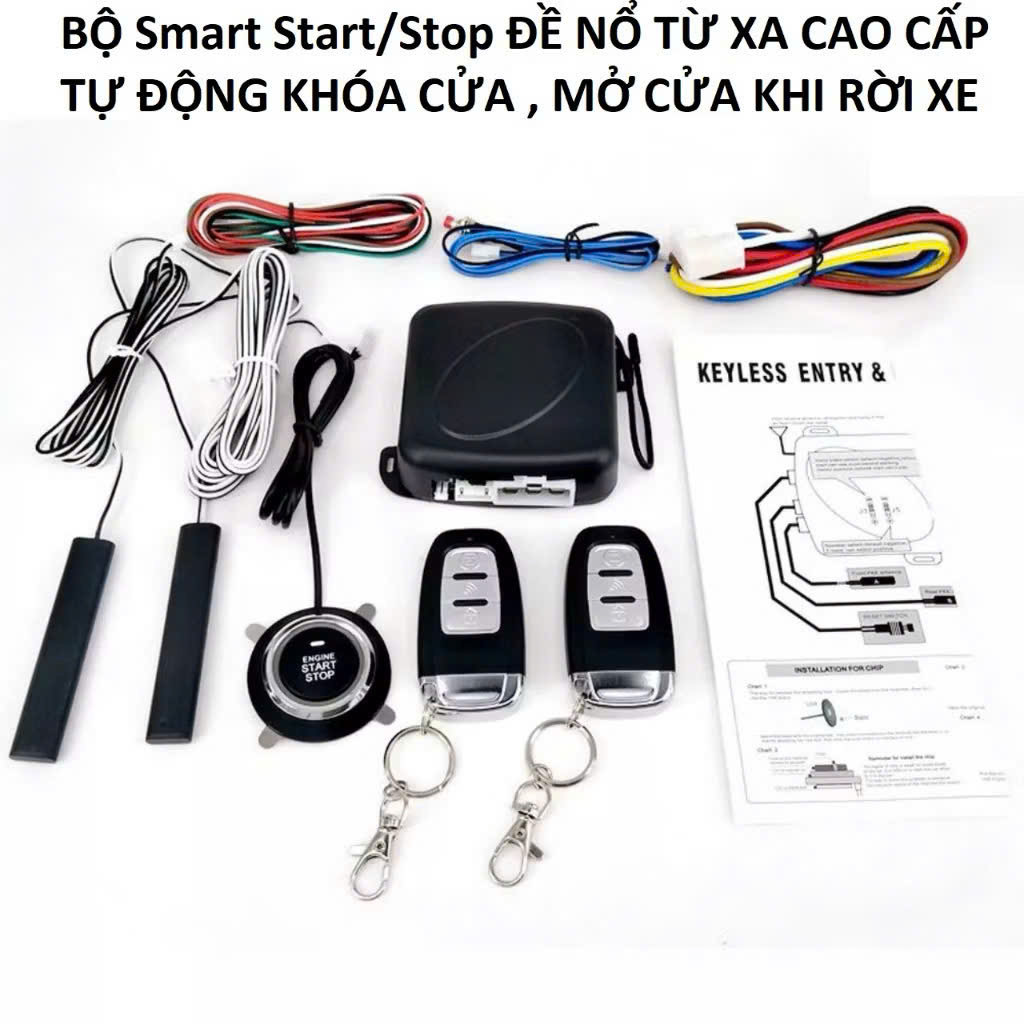 Bộ Smart Key Đề Nổ Ô Tô PKE Cao Cấp – Khóa Mở Cửa Xe Tự Động, Chống Trộm