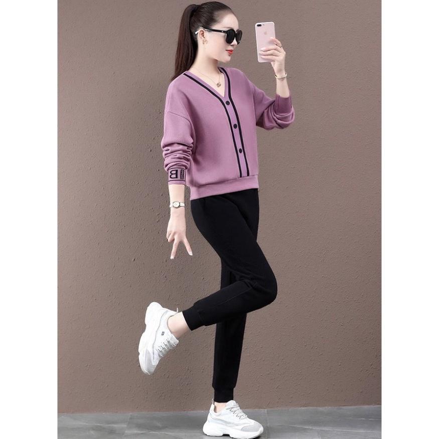 Bộ đồ nữ mùa đông cổ trái tim, Chất nỉ da cá dày dặn ấm, đủ size 45-85kg