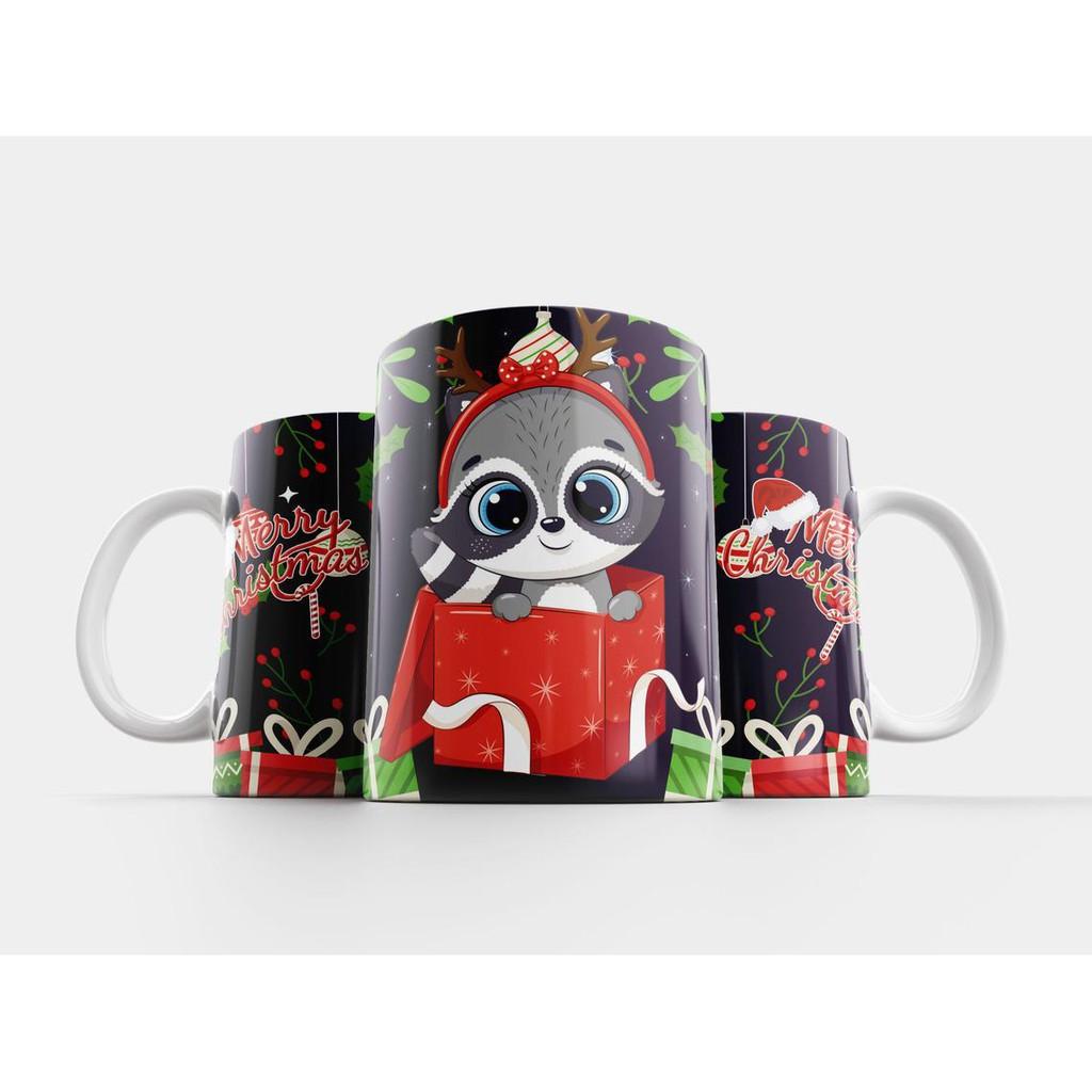Cốc sứ cao cấp in hình hoạt hình giáng sinh Merry Christmas - Cốc quà tặng Noel