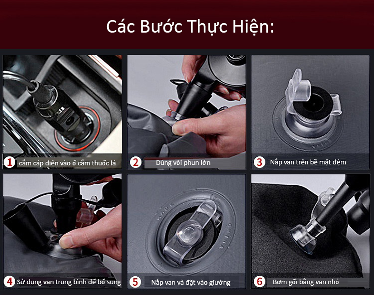 Nệm Giường Hơi ô tô Cao Cấp Vải Nhung Tặng Kèm Bơm