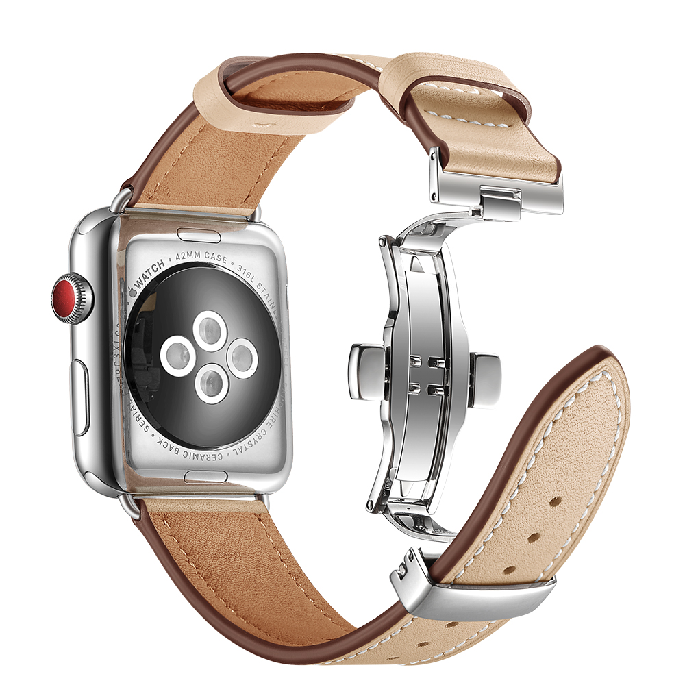 Dây Da Khóa Bướm Chống Gãy Dành Cho Apple Watch 42/44mm