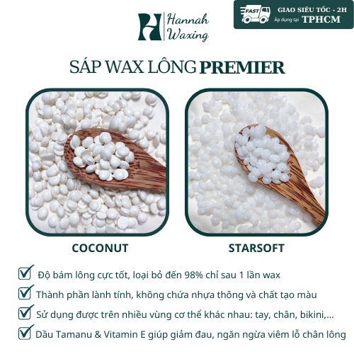 1KG Sáp Wax Lông hương Dừa - Siêu bám lông, nhập khẩu Úc dùng wax toàn body, tay, chân, bikini + Tặng kèm que gỗ phết sáp| Hannah Waxing