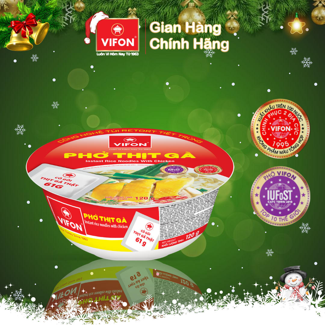 Thùng 12 Tô Phở Vifon Thịt Gà (120g / Tô)