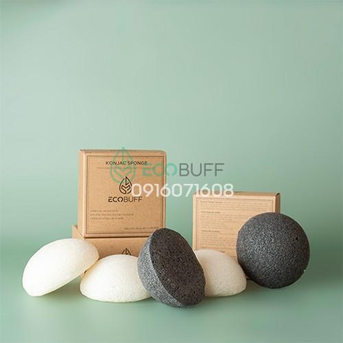 Bọt biển rửa mặt Ecobuff Konjac Sponge miếng mút bông nở xốp Nhật Bản sạch dịu nhẹ cho mọi làn da, thân thiện môi trường