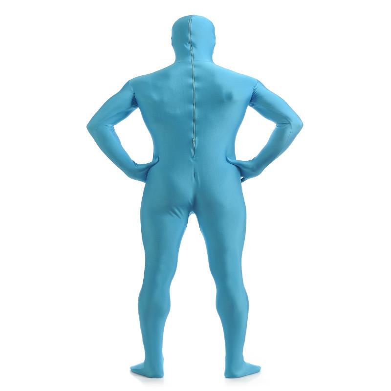 Open Face Zentai Spandex Catsuit Skin Tight Costume Light Blue S
