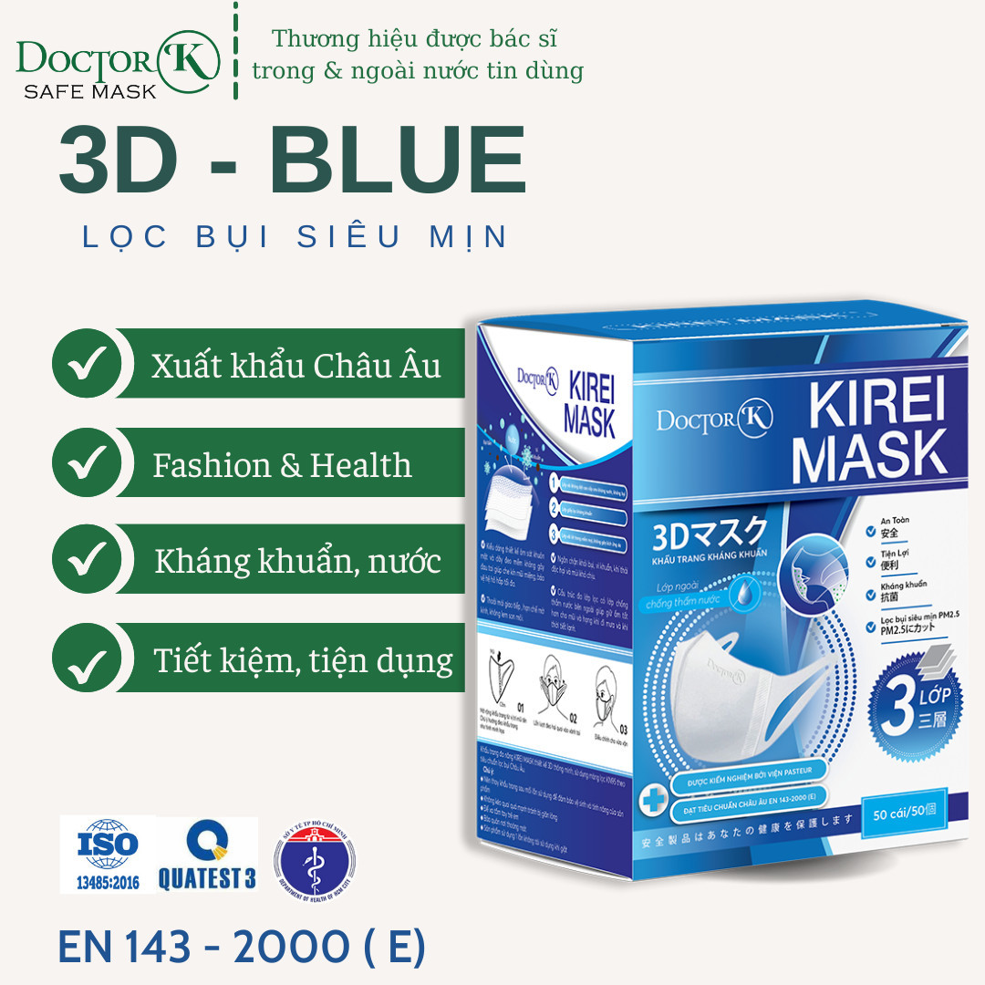 [ Thời trang & Sức Khoẻ] Khẩu trang 3D Mask Unicharm - Lọc bụi mịn, dày dặn - Thương hiệu DoctorK 50 cái / hộp