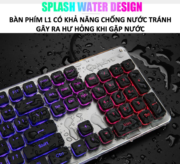 Bàn phím LANGTU L1 chuyên game mặt nhôm cao cấp full size 104 phím có đèn led viền 7 màu - Hàng Chính Hãng