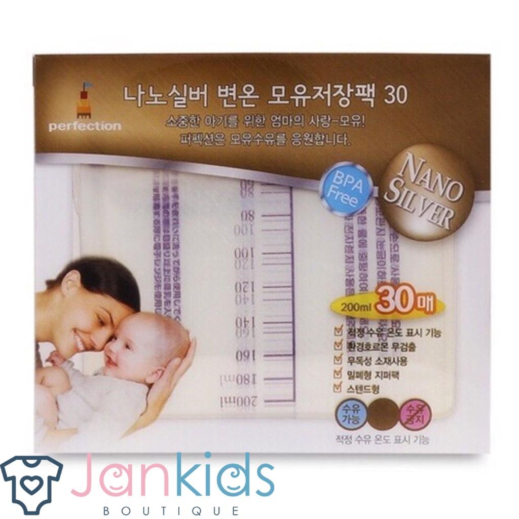 Túi trữ sữa nano silver Hàn Quốc (1 hộp gồm 30 túi 200ml)